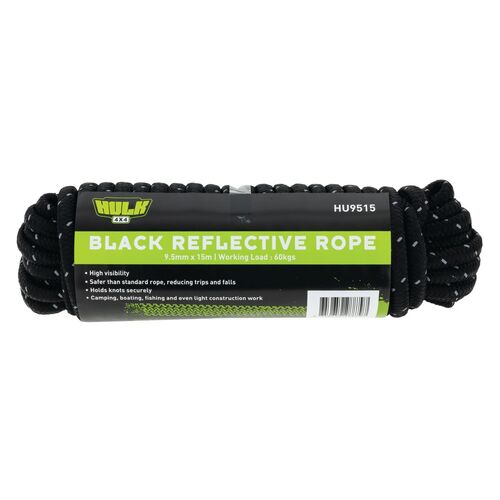 REFLECTIVE ROPE (BLACK) 9.5MM X 15M 