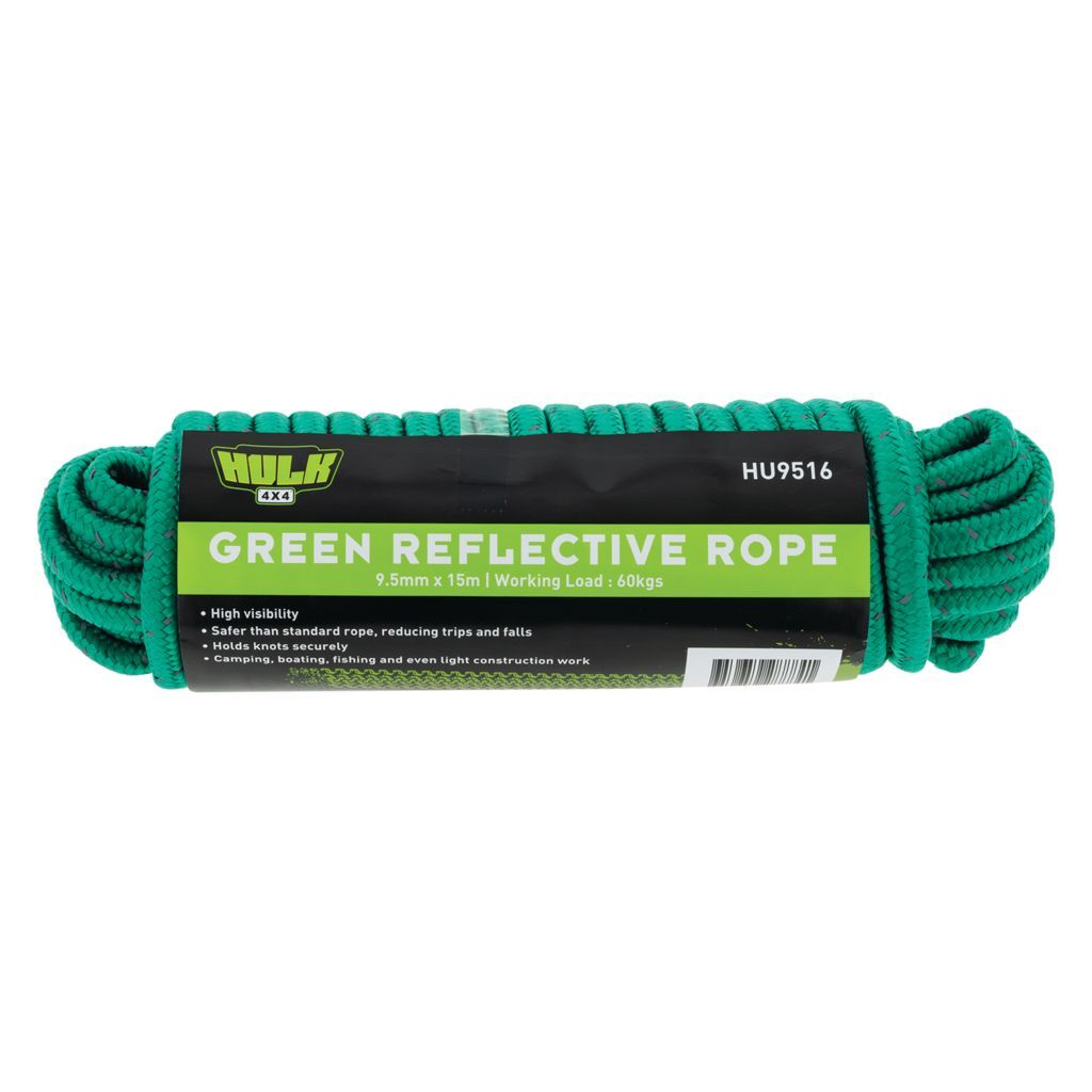 REFLECTIVE ROPE (GREEN) 9.5MM X 15M - Hulk