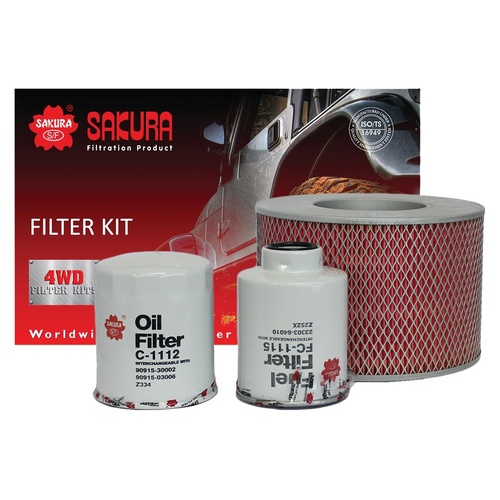 Sakura Filter Kit Oil Air Fuel Toyota Hilux Surf KZN185 Landcruiser HZJ105