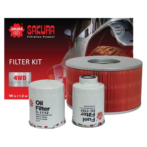 Sakura Filter Kit Oil Air Fuel Toyota Landcruiser HDJ100