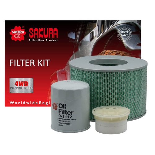 Sakura Filter Kit Oil Air Fuel Toyota Landcruiser Export HZJ76 78 79 UAE Spec