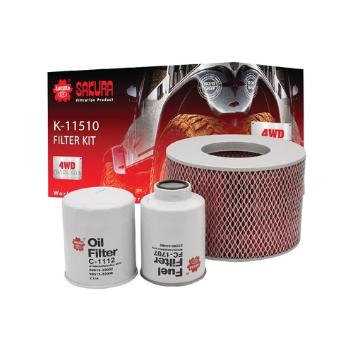 Sakura Filter Kit Oil Air Fuel Toyota Landcruiser HZJ105